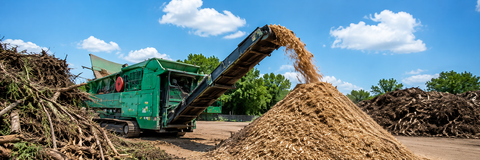 Green waste shredding and chipping operation