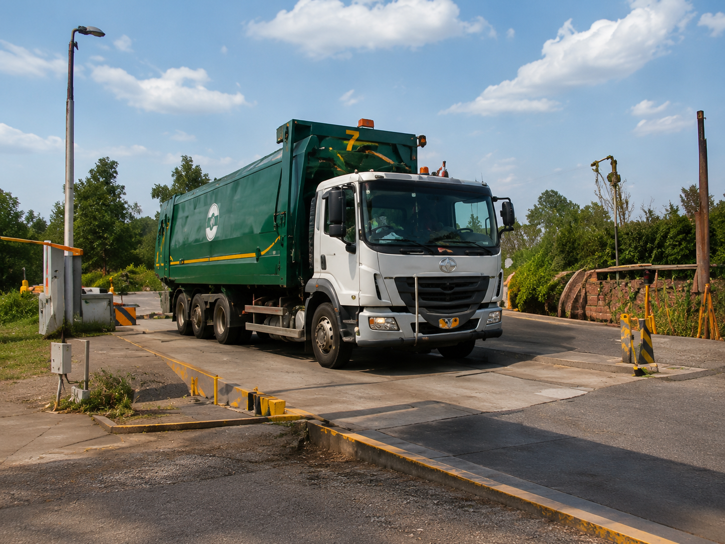 Truck passing through a facility weighbridge